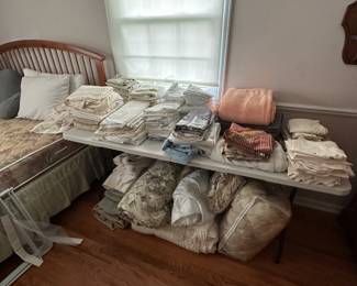 We have sheets, blankets, pillowcases, towels, washcloths, and of course, quilts
