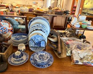 Misc. Blue and White Porcelain, B& G Plates, 
