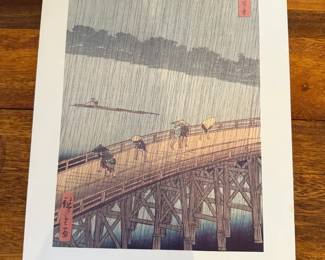 Artist Utagawa Hiroshige (1797-1858) | Unframed Woodblock Print | "Sudden Shower over Shin-Oshashi Bridge and Atake" - 1857