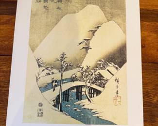 Artist Utagawa Hiroshige (1797-1858) | Unframed Woodblock Print | "Nihonbashi Bridge in snow at Nezu Shrine"