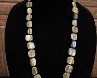 Vintage Les Bernard Abalone Blocks Necklace