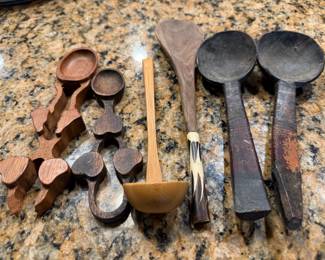 Vintage Wooden Spoons (Welsh Love Spoons, Ladle, African Hand Carved Spoons)