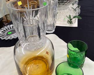 Water Jug, Emerald/Forrest Green Juice Glasses