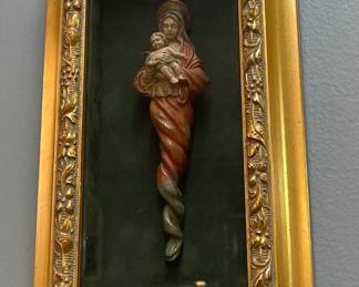 Framed Religious Piece Blessed Mother with Christ Child ... Shadow Box Effect