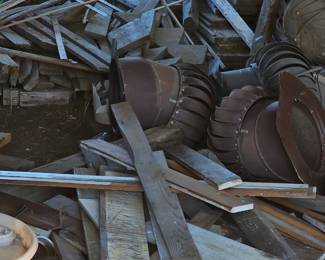 Antique shiplap salvaged wood, whirly birds, landscaping timbers