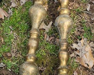 Three foot solid brass candle holders