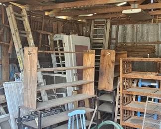 ladders, shelves, barnwood