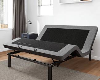 [nib] Queen Adjustable Bedframe | Queen size adjustable bed frame, electric bed base with wireless remote control; independent head and foot incline with padded edge.
