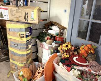 Pre lit Christmas tree, lots of decorations, some Halloween, Easter