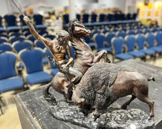 Bronze Indian and Buffalo Sculpture Orlando Estate Auction