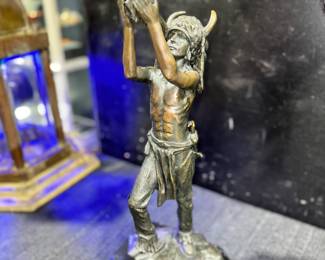 Native American Chief Holding a Skull Bronze-Carl Kauba Orlando Estate Auction