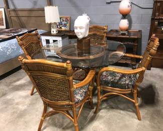 Bamboo Glass top Table and Chairs Orlando