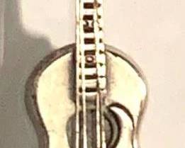 133 - Beau Sterling Guitar Brooch - 2" Long