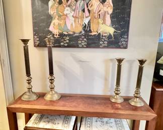 Mid century sofa table, Pichwai painting