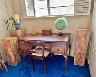 Mid century fair burled wood pedestals