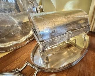 Chased silver plated breakfast serving dome