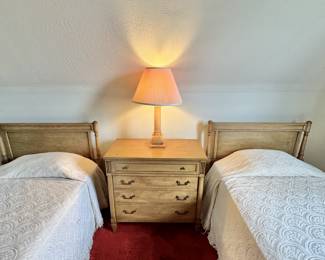 Mid century twin beds, chest, one of pair