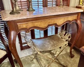 Mid century marble top console table