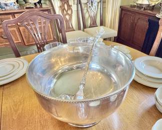 Silver on copper punch bowl, one of pair