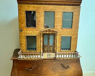Antique European dollhouse, provencial chest