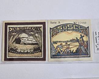 WWI Era Germany "Notgeld" Currency - Issued by Businesses and Towns Due to Hyper Inflation to Facilitate Trade