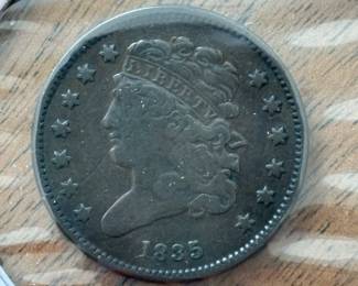 1835 Half Cent Fine Details