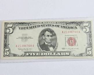 1963 $5 Legal Tender Note Crisp Uncirculated Condition