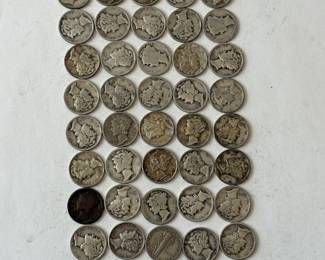 Group of 50 Mixed Date Mercury Silver Dimes