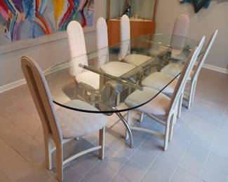 J. Wade Beam Polished Steel and Glass Dining Table for Brueton