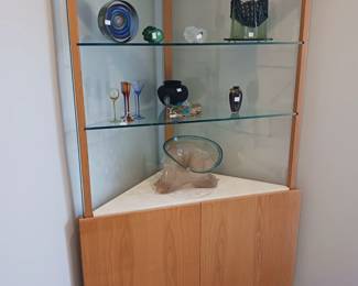 One of two mid-century Corner cabinets that light up
