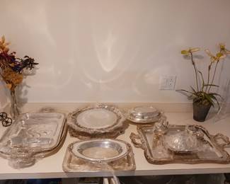 Silver plated serving pieces