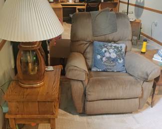 RECLINER, LAMPS ,END TABLES