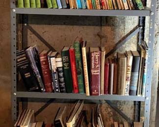 Metal Shelf With Assorted Books, Childrens, Novels, Biographies , Misc.