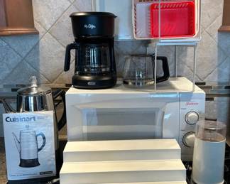 Sun Beam Microwave, Cuisinart Mr. Coffee maker, Grinder and Baskets