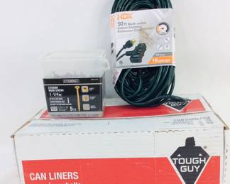 Multi Outlet Extension Cord, Exterior Wood Screws and Can Liners