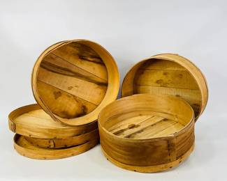 Round Bent Wood Banded Cheese Boxes