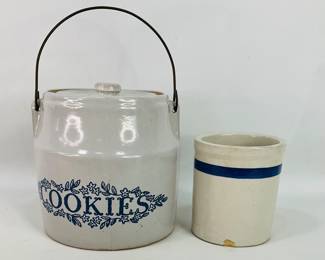 Monmouth Stoneware Cookie Jar and Utensil Crock