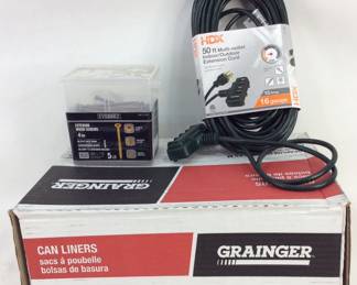 Multi Outlet Extension Cord, Exterior Wood Screws and Can Liners