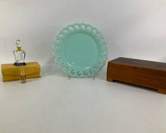 Fenton Plates, Vintage Jewelry Box & More