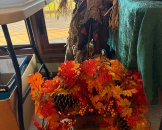 Fall wreath and scarecrows