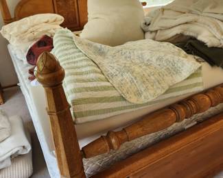 Great Antique/Vintage Acorn Double Headboard/Mattress/Box Spring. Great Carving.