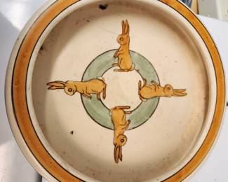 Roseville Pottery Juvenile Creamware Baby Plate Circa 1920's.