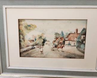 Vintage Watercolor on board.