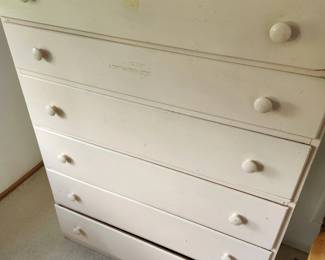 White Vintage Highboy Dresser.