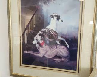 'Whippets' by Bernard de Claviere. Framed Print.