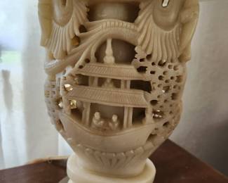 Antique Asian Handcarved Base Lamp!