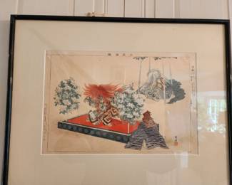 Japanese Nihonga titled 'Shakkyo' (Stone Bridge) by signed by the Artist Tsukioka Kogyo.