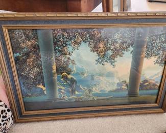 Vintage Classic Maxfield Parrish framed print 'Daybreak'.