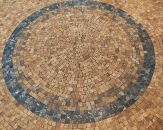 Marble travertine table with wrought iron legs 54 inch roundtable