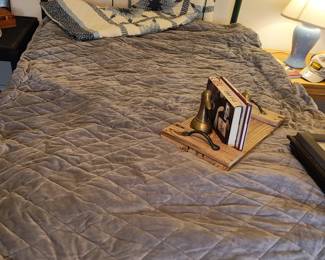 Full size bed, mattress and weighted blanket